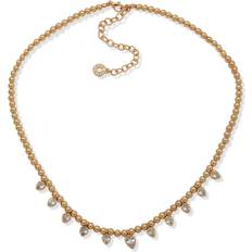 Zodiac Signs Necklaces Anne Klein Women's 16IN Pear Stone Frontal Necklace in Gold Gold