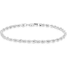 Anklets Floreo 10k White Gold 2.5mm Solid Diamond Cut Rope Chain Ankle Bracelet Anklet Women and Girls