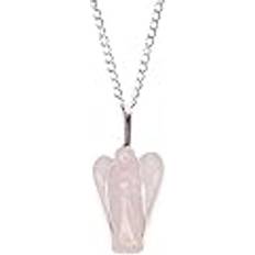 Quartz Necklaces Ancient Wisdom Guardian Angel Pendant Necklace - Silver/Pink