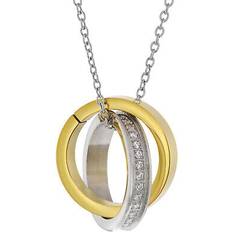 Rustfri stål Smykkesæt Trendor trendor 75885 Halskette für Damen mit Ringen Edelstahl Bicolor