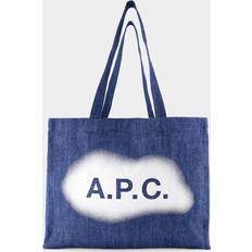 A.P.C. Totes & Shopping Bags A.P.C. Men's Spray Logo Diane Shopping Tote Washed Indigo Washed Indigo One Size