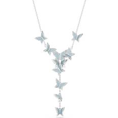 Blue Necklaces Swarovski Lilia Y necklace, Butterfly, Blue, Rhodium plated