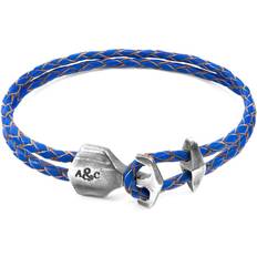 Anchor & Crew Royal Blue Delta Anchor Silver and Braided Leather Bracelet