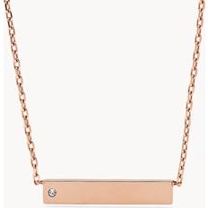 Fossil Necklaces Fossil Women's Rose Gold Stainless Steel ID Necklace