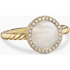 Rings David Yurman Petite Dy Elements Ring in 18K Yellow Gold with Mother-of-Pearl & Pave Diamonds White/Gold