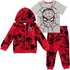 Marvel Other Sets Children's Clothing Marvel Boy's Spider-Man French Terry Zip Up Hoodie T-shirt & Pants 3-pcs - Red