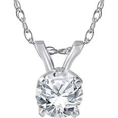 Diamond Jewelry Sets Pompeii3 3/8 Ct Solitaire Natural Diamond Pendant Necklace 18" 14K White Gold