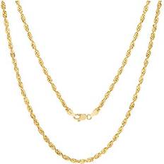 Nuragold Nuragold 14k Yellow Gold 3mm Rope Chain Diamond Cut Italian Pendant Necklace Mens Womens with Lobster Clasp