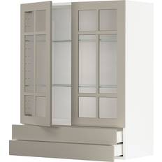Beige Vitrinskåp IKEA Metod/Maximera White/Stensund Beige Vitrinskåp 80x100cm