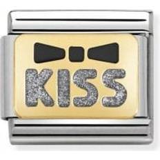 Nomination Guld Berlocker & Hängen Nomination classic 030280-36 Black bow with silver kiss