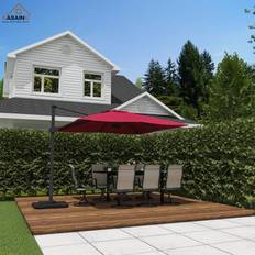 Casainc Cantilever Tilt Patio Umbrella Heavy-Duty Square Double Top Umbrella