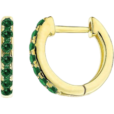 The Fine Collective Huggie Hoop Earrings - Gold/Green