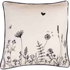 Kussenhoezen Clayre & Eef Beige Zwart Katoen Bloemen 40x40 cm