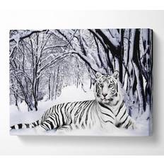 Wallart-Direct White Tiger In The Snow Canvas Print Wall Art