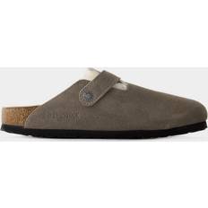 Birkenstock Boston Shearling Mules Wolle Stone Coin grey