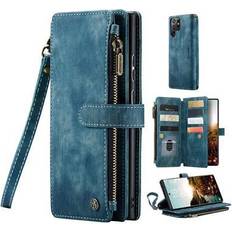 CaseMe Klapphüllen CaseMe C30 Multifunktions Samsung Galaxy S22 Ultra 5G Wallet Hülle Blau