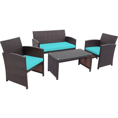 Rattan Outdoor Lounge Sets Goplus Rattan Curved Outdoor Lounge Set