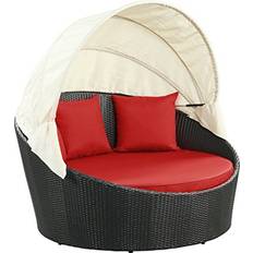 Rattan Sun Beds modway Siesta Collection EEI-642-EXP-RED Canopy