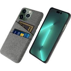 MAULUND iPhone 14 Pro Skal med Korthållare Textil Grå