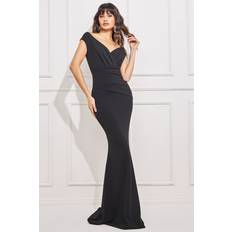 Plissering Klänningar Goddiva Bardot Pleat Maxi Dress - Black