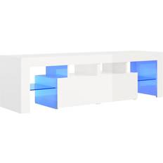 vidaXL Cabinet with Led Lights High Gloss White Meuble TV 140x40cm