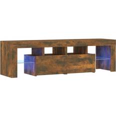 vidaXL Cabinet with Led Lights Smoked Oak TV-bord 140x40cm