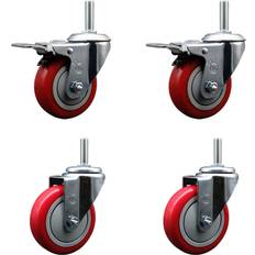 DIY Accessories Service Caster 4Inch x 1 1/4Inch Wheel 4 in, Type Swivel, Package qty. 4, Model SCC-TSTTL20S414-PPUB-RED-34212-4