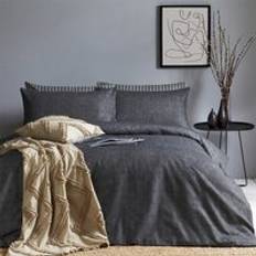 Linne - Svarta Påslakan The Linen Yard Herringbone Double Duvet Cover Black