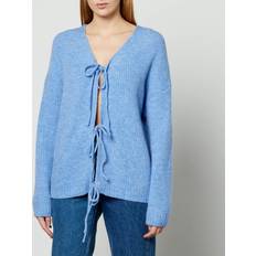 Polyamide Cardigans Résumé Osna Tie-Front Rib-Knitted Cardigan Blue