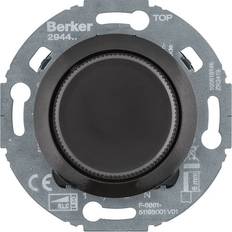 Black Wall Dimmers Berker Uni-Drehd.Z.-st.LED 294411 1930/Gl.schw, Taster Schalter, Schwarz