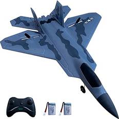 HAWK'S WORK 2 Channel Airplane, F-22 RC Plane Ready to Fly, 2.4 GHz Remote Control Airplane, Glider for Kids & Beginners