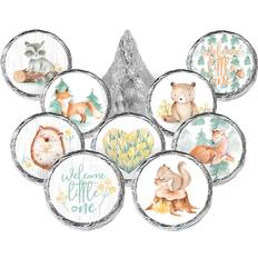 Woodland Baby Shower Favor Stickers Watercolor Creatures 180 Labels