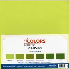 PhotoPlay My Colors Canvas Cardstock Bundle 12 X12 18/Pkg-Green Tones