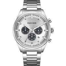 Faucon Faucon Chrono F10009 Man 44 mm Analog Kvarts Safirbelagt mineralglas Silver 22 mm