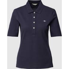 Schlitz Poloshirts Gant Damen Slim Shield Pique Polohemd, Evening Blue