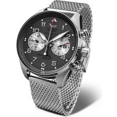 Vostok Europe Space Race kronograf med milanesiskt band 20 ATM datum, Silver/grå Armband