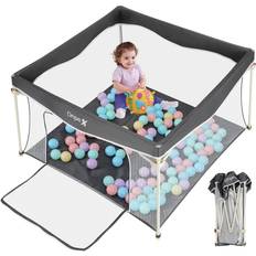 Playpen Dripex Foldable Playpen, Dripex Baby Playpen with Mat, 43" x 43" 12.8 Sq. Ft of Playpen for Babies and Toddlers, Kids Play Pen, Baby Play Yard with Waterproof Oxford Cloth