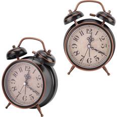 Alarm Clocks Akozon Akozon Wind up Alarm Clock no Batteries, Clock with Night Light Double Twin Bell for Home Use 4in Retro Alarm Desktop 4 inch Black