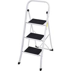 Step Ladders Sturdy Step Ladder 3 Step Heavy Duty Folding 3 Step Stool Home Kitchen Step Ladders, White