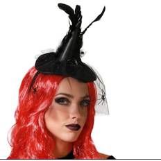 Zwart Hoeden BigBuy Carnival Halloween heksenhoed mini hoedje op diadeem one zwart met sluier meisjes/dames