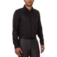 Calvin Klein Men Shirts Calvin Klein Men's Slim-Fit Non-Iron Spread Collar Herringbone Dress Shirt Black Black