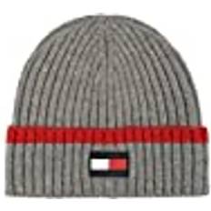 Tommy Hilfiger Beanies Tommy Hilfiger Men's Rubber Flag Patch Tipped Rib Cuff Hat, Heather Grey