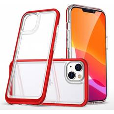 Hurtel Clear 3in1 iPhone 14 silicone case with frame red