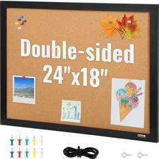 VEVOR Cork Board 24 x 18 inches Double-sided Bulletin Board with MDF Sticker Frame