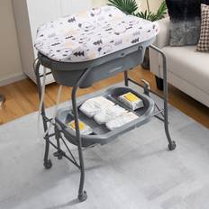 Costway 2-in-1 baby change table w/bathtub folding diaper changing station baby nursery