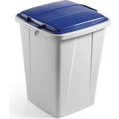 Durable Grey Square Recycling Bin + Blue Lid Safe