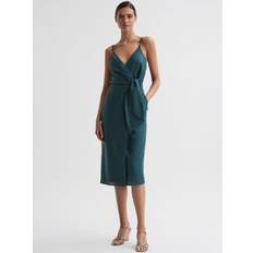 Midi Dresses - Turquoise Reiss Elsie Sleeveless Wrap Dark Teal