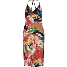 44 - Slip Dresses Kleider Superdry Damen Midi-Kleid mit Print und Nackenträger Bunt Größe: Bunt