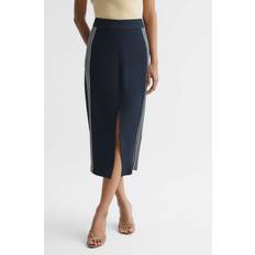 Reiss Pia Side Stripe Pencil Skirt, Navy