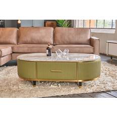 Faux Leathers Tables KAWOLA KAWOLA MARIA Marmorplatte Kunstleder Coffee Table